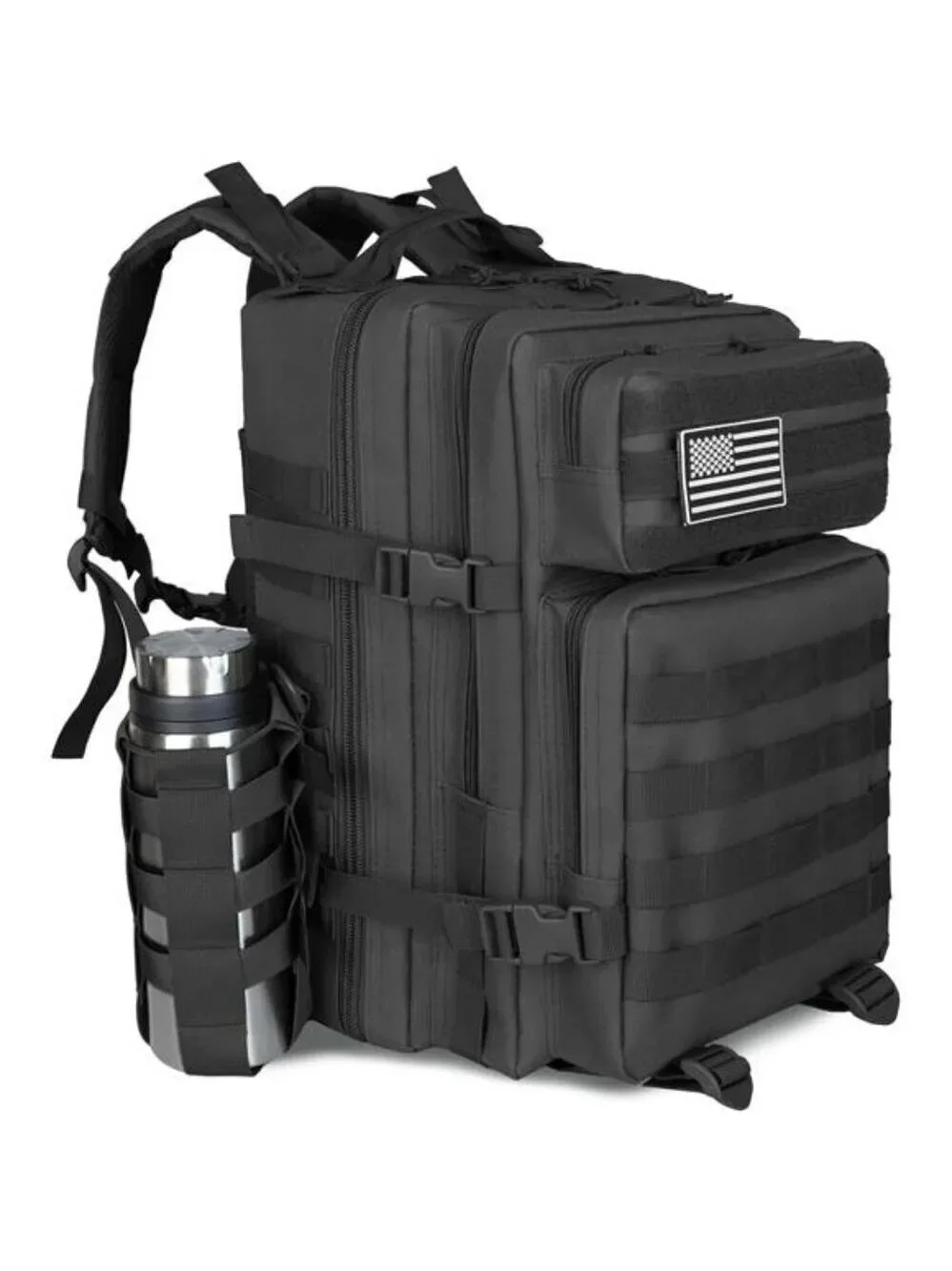 45L Tactical Backpack Molle Military Hiking Camping Bug Out Bag Black Large